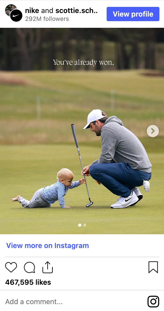 Nike Instagram post: But another major never hurt